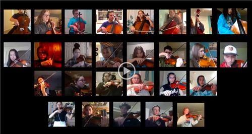 West orchestra playing instruments on Zoom West orchestra playing instruments on Zoom